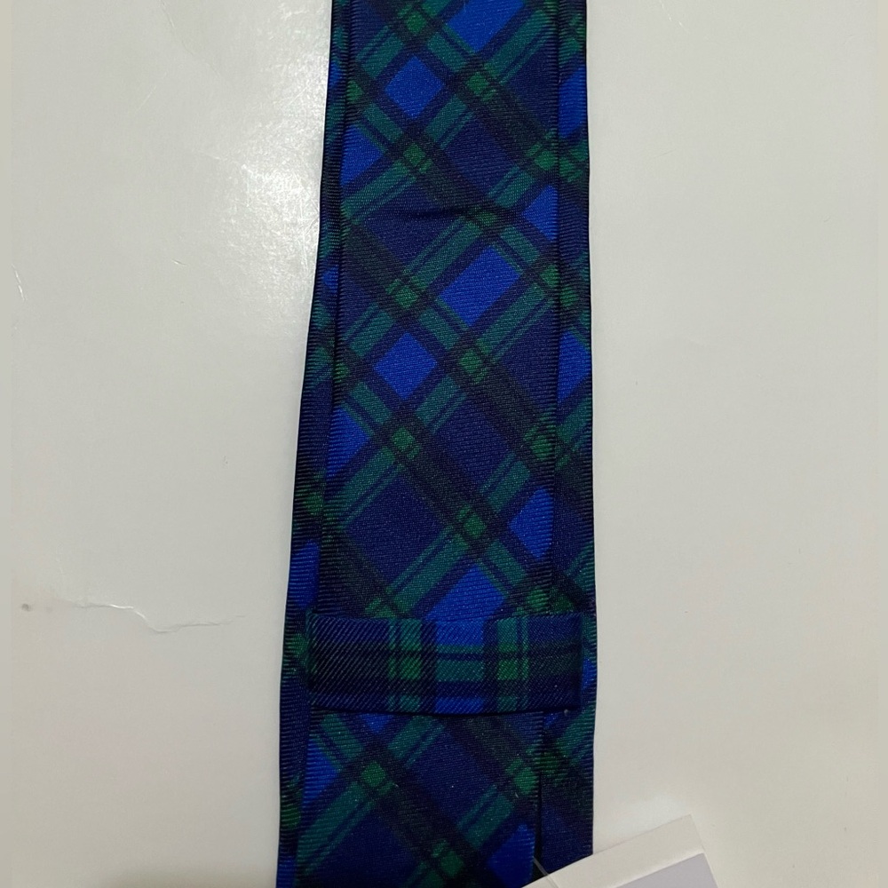 NWT Crewcuts Black Watch Tartan Tie, Silk Plaid Preppy 42” Kids Boy Blue Green - Picture 6 of 13